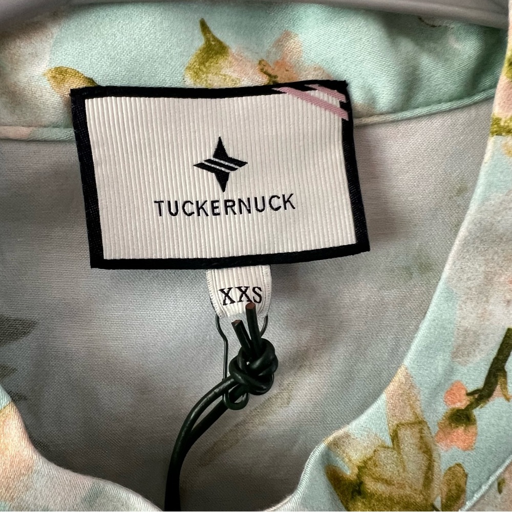 Tuckernuck Royal mini shirt dress Ladies size xxs Aqua watercolor floral green - Picture 4 of 8